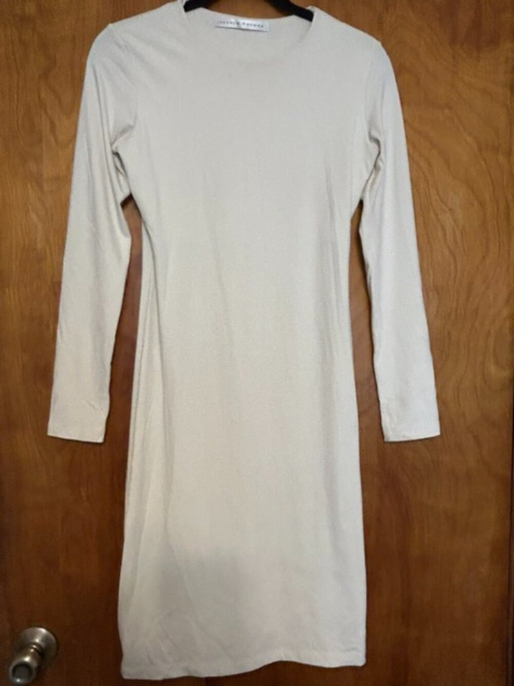 Susana Monaco Off White Stretch Midi Dress Size S Long Sleeve - Picture 2 of 5